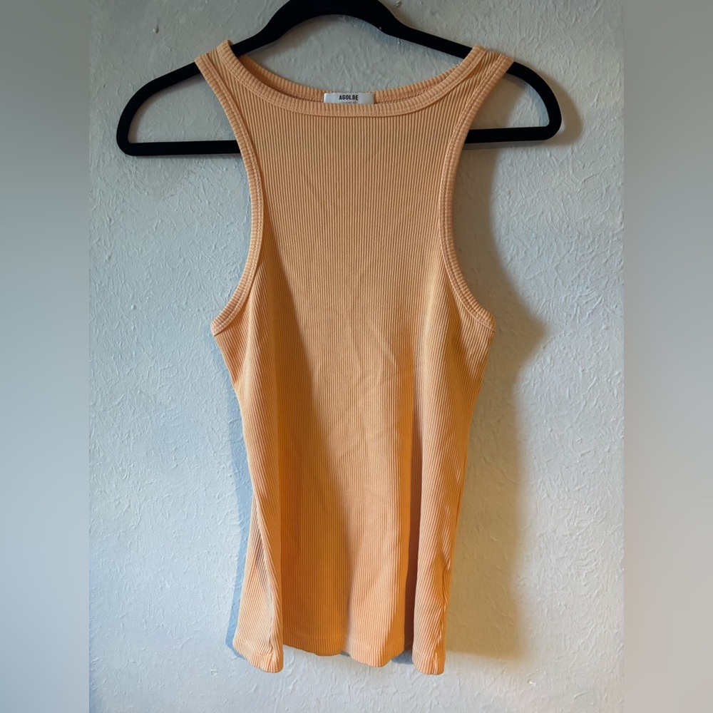 Agolde‎ Orange Ribbed Tank Top - Picture 2 of 7